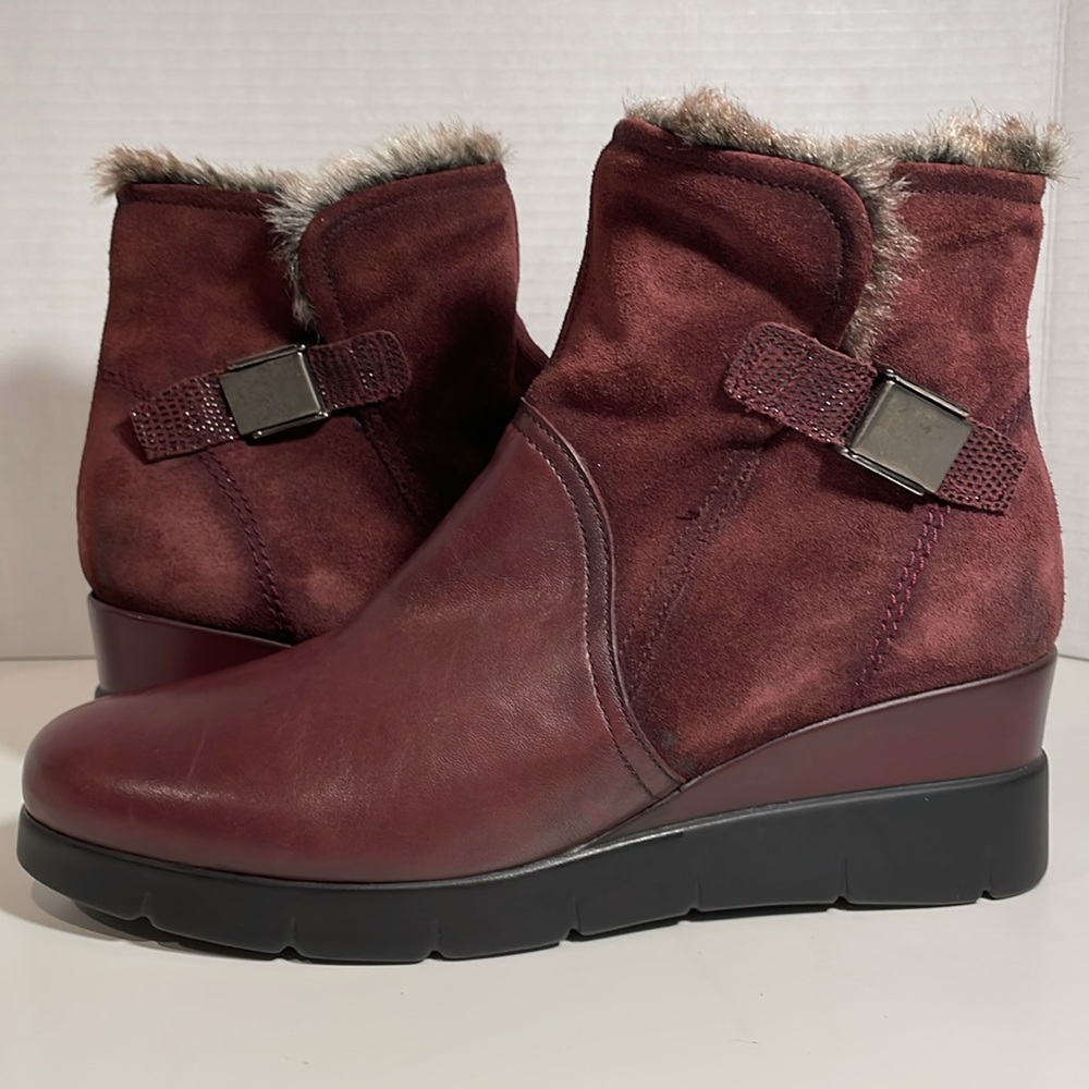HISPANITAS leather suede faux fur ankle boot, size 38 *NEW*